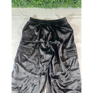 Forever 21 Black Satin Cargo Pants Medium